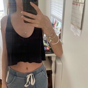 Silence + Noise black racerback open back crop top